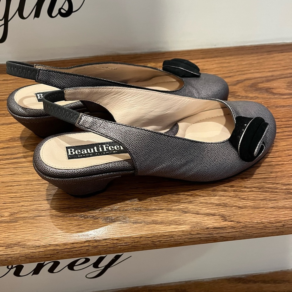Beautifeel Misty comfort slingback pumps saffiano leather gray chic event office